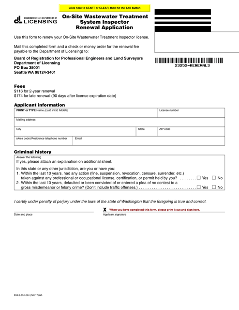 Form ENLS-651-024  Printable Pdf
