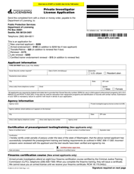 Form PI-689-012 Private Investigator License Application - Washington