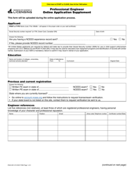 Form ENLS-651-013 Professional Engineer Online Application Statement - Washington