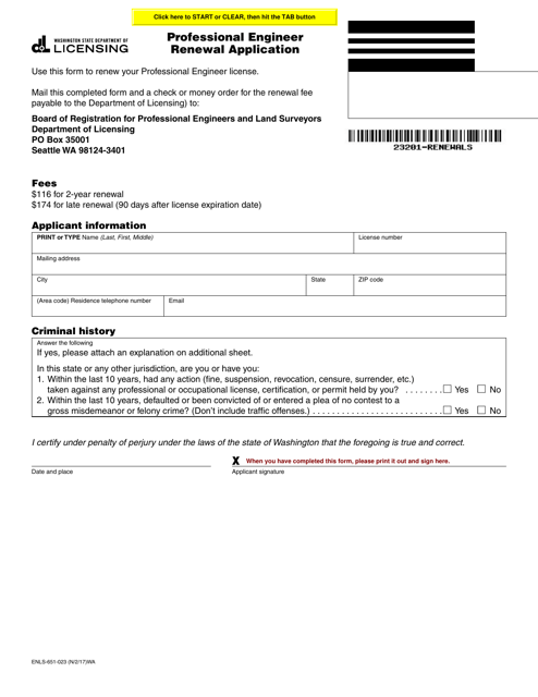 Form ENLS-651-023  Printable Pdf