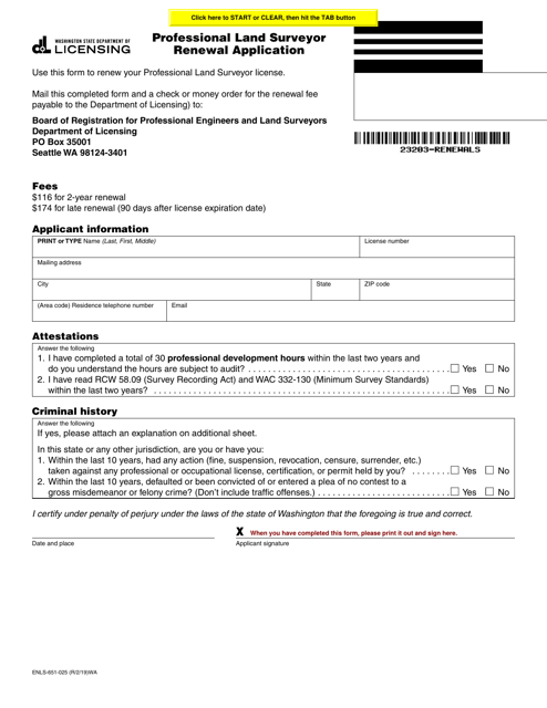 Form ENLS-651-025  Printable Pdf