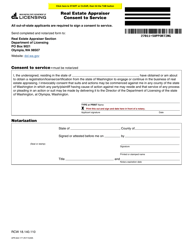 Document preview: Form APR-622-177 Real Estate Appraiser Consent to Service - Washington