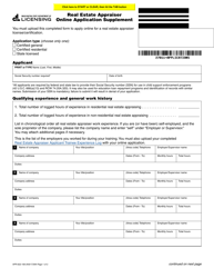 Document preview: Form APR-622-169 Real Estate Appraiser Online Application Supplement - Washington