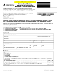 Form PA-611-012 Professional Boxing, Martial Arts, or Wrestling Promoter License Application - Washington