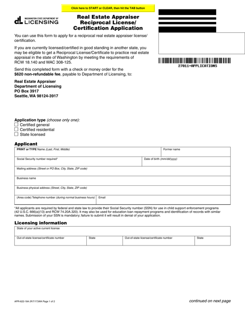 Form APR-622-184  Printable Pdf