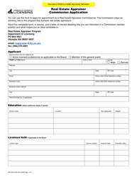 Form BPD-600-004B Real Estate Appraiser Commission Application - Washington