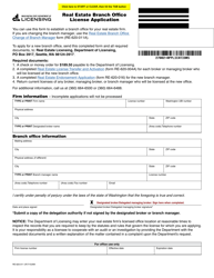 Document preview: Form RE-620-011 Real Estate Branch Office License Application - Washington