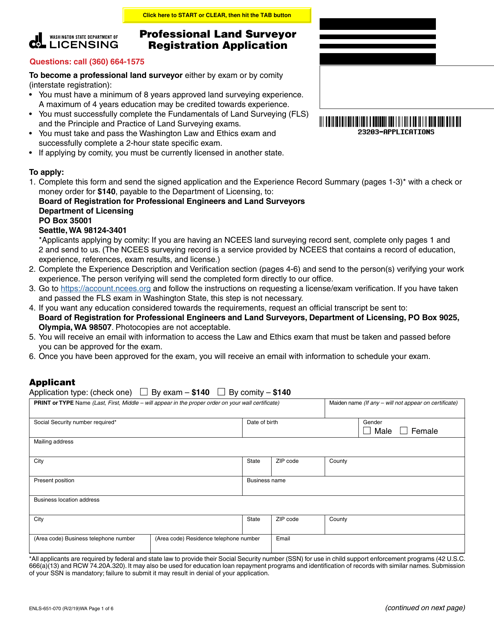 Form ENLS-651-070  Printable Pdf