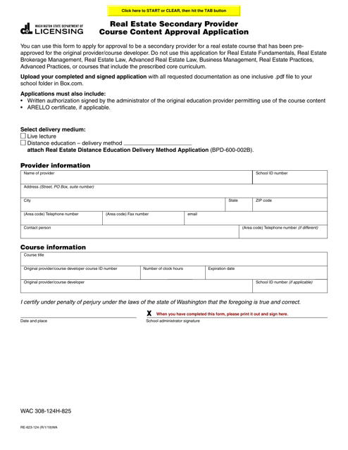 Form RE-623-124  Printable Pdf