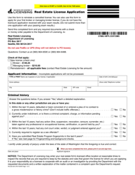 Form RE-620-004 Real Estate License Application - Washington