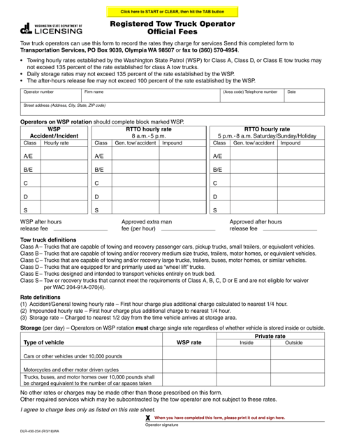 Form DLR-430-234  Printable Pdf