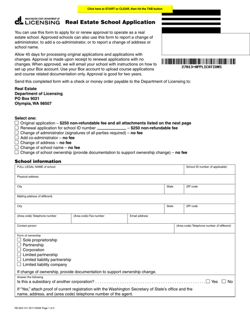 Form RE-623-121  Printable Pdf