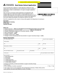 Form RE-623-121 Real Estate School Application - Washington