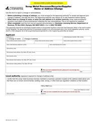 Document preview: Form SMP-694-001 Scrap Metal Processor/Recycler/Supplier Name or Address Change - Washington