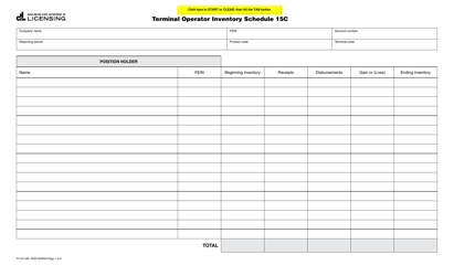 Form FT-441-861 Terminal Operator Inventory Schedule 15c - Washington