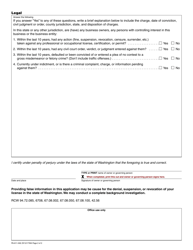 Form PA-611-002 Theatrical Wrestling School License Application - Washington, Page 2