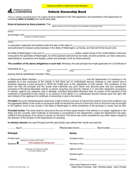 Document preview: Form TD-420-054 Vehicle Ownership Bond - Washington