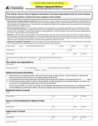 Document preview: Form DLR-430-510 Vehicle Impound Notice - Washington