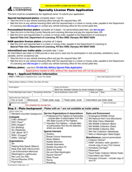 Document preview: Form 420-499 Specialty License Plate Application - Washington