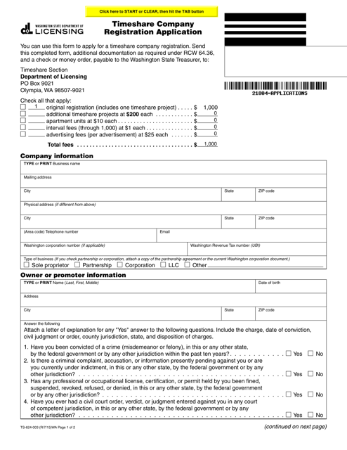 Form TS-624-003  Printable Pdf