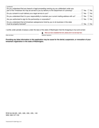 Form TS-624-003 Timeshare Company Registration Application - Washington, Page 2