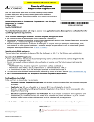 Form ENLS-651-014 Structural Engineer Registration Application - Washington