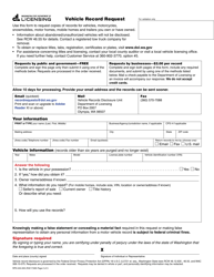 Form RPD-224-003 Vehicle Record Request - Washington, Page 2