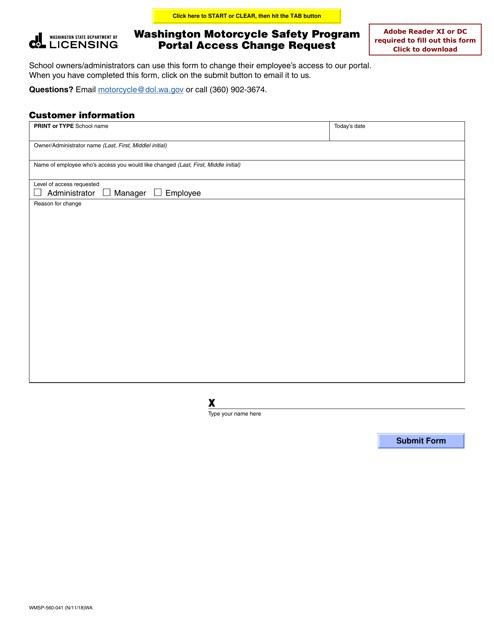 Form WMSP-560-041  Printable Pdf