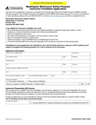 Document preview: Form WMSP-560-002 Washington Motorcycle Safety Program Instructor Candidate Application - Washington