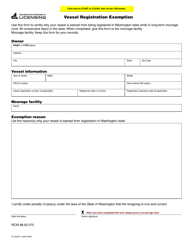 Document preview: Form TD-420-811 Vessel Registration Exemption - Washington