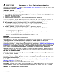 Document preview: Instructions for Form TD-420-729 Manufactured Home Application - Washington