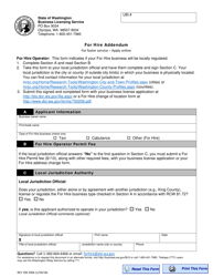 Document preview: Form REV700 200E For Hire Addendum - Washington