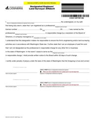 Form ENLS-651-021B &quot;Designated Engineer/Land Surveyor Affidavit&quot; - Washington