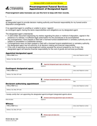 Document preview: Form FDE-653-012 Prearrangement Funeral Services Appointment of Designated Agent - Washington