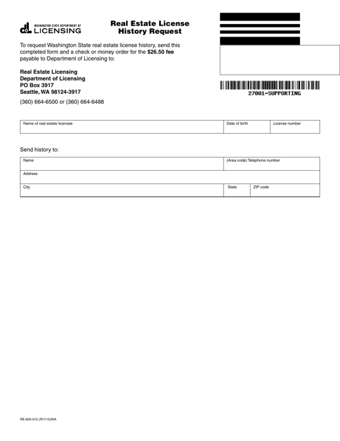 Form RE-620-015  Printable Pdf