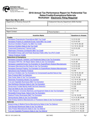 Form REV81 1015 Annual Tax Performance Report for Preferential Tax Rates/Credits/Exemptions/Deferrals Worksheet - Washington