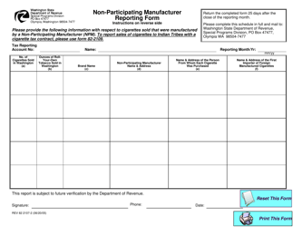 Form REV82 2107 Non-participating Manufacturer Reporting Form - Washington, Page 2