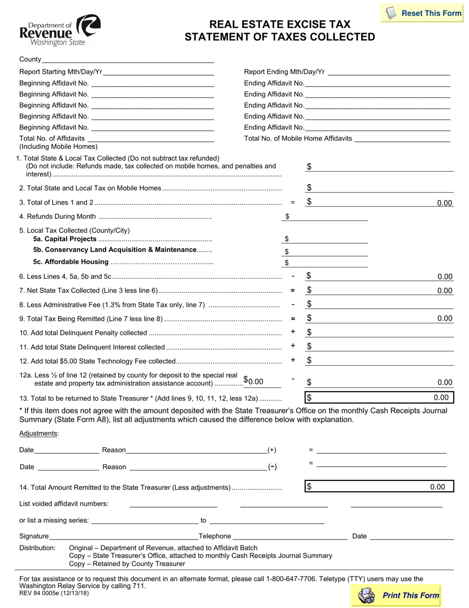 Form REV84 0005E Fill Out, Sign Online and Download Fillable PDF