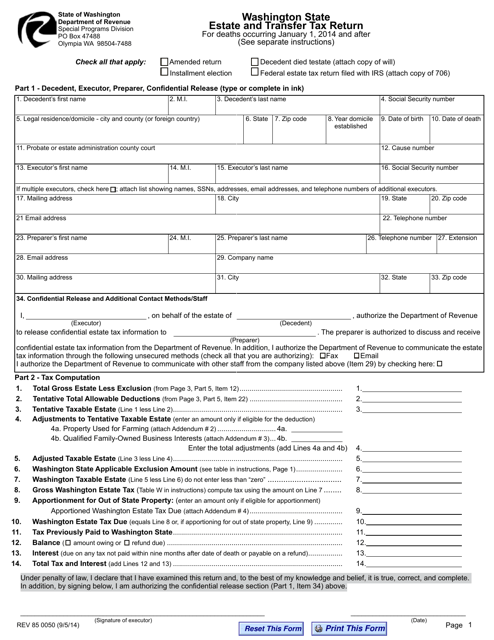 Form REV85 0050  Printable Pdf