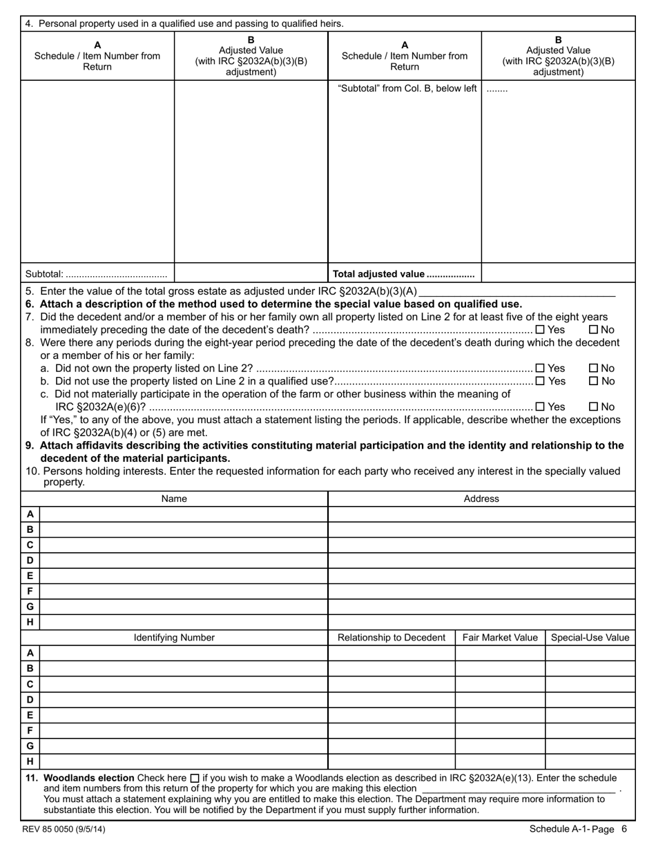 Form REV85 0050 Estate and Transfer Tax Return - Washington, Page 6