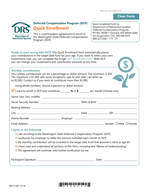 Form DRS D445  Printable Pdf