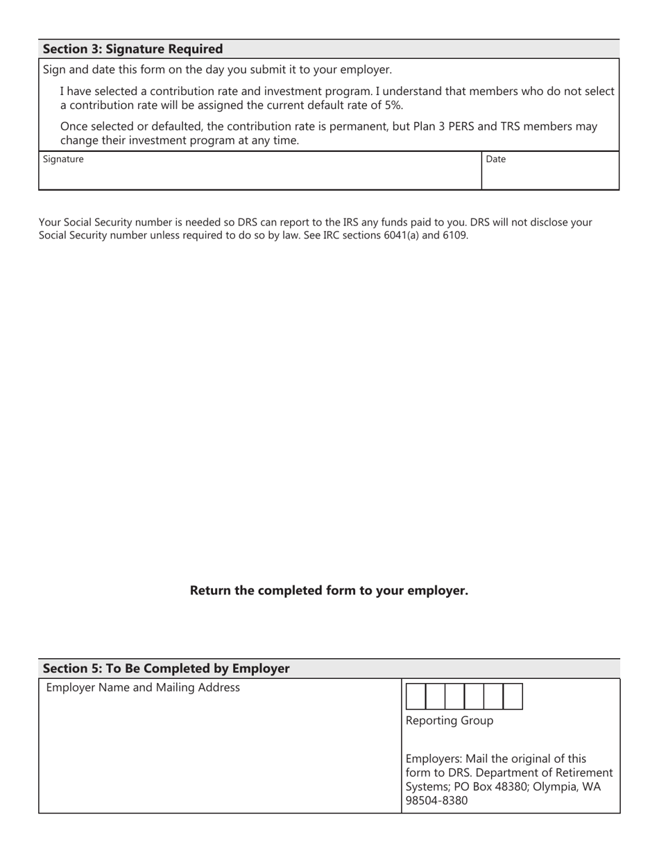 Form DRS MS397 Higher Education Employees Plan 3 Investment Program - Washington, Page 2
