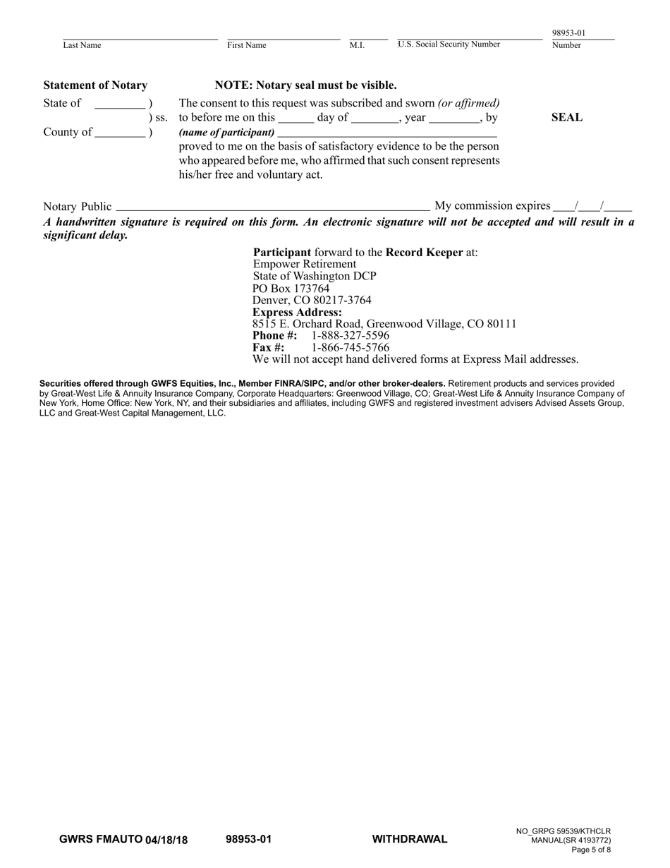 Automated Minimum Distribution Request Governmental 457(B) Plan - Washington, Page 5