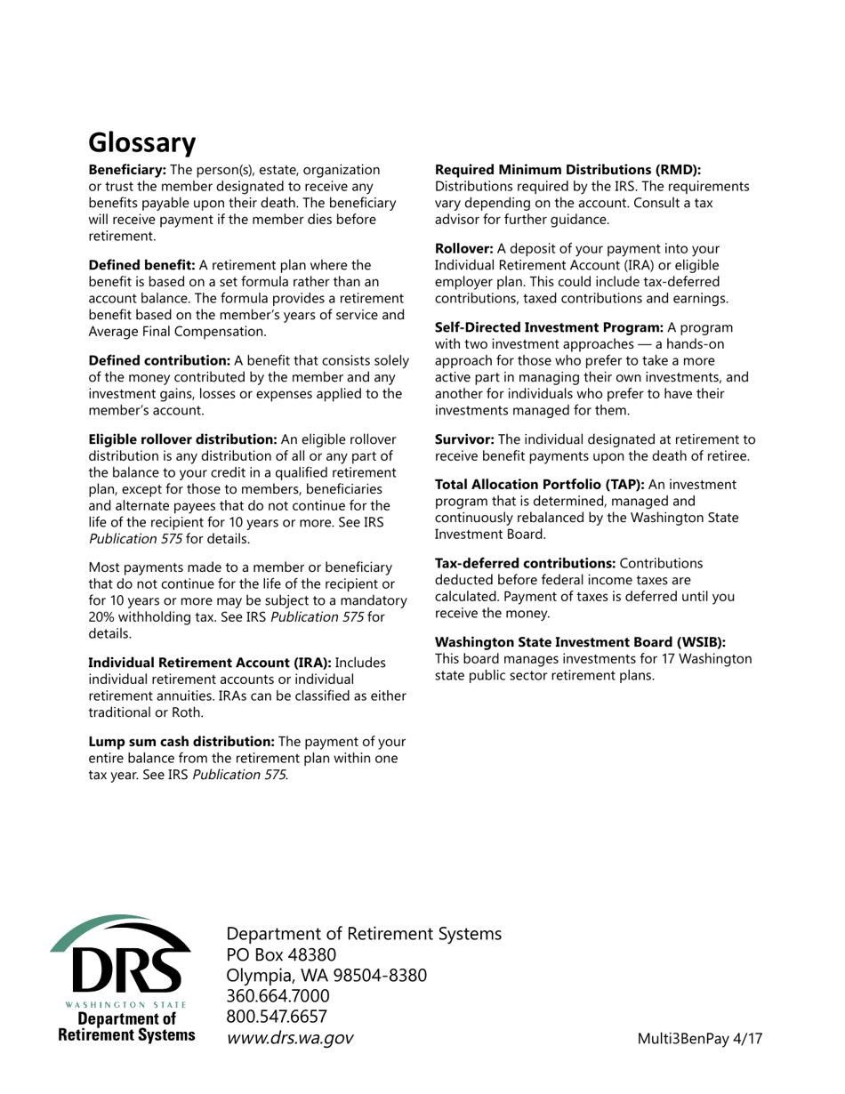 Form DRS MS439 Plan 3 Beneficiary, Estate and Successor Withdrawal - Washington, Page 12
