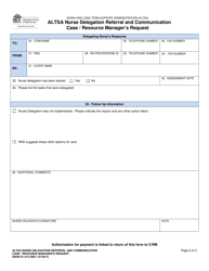 DSHS Form 01-212 Altsa Nurse Delegation Referral and Communication Case/Resource Manager&#039;s Request - Washington, Page 2
