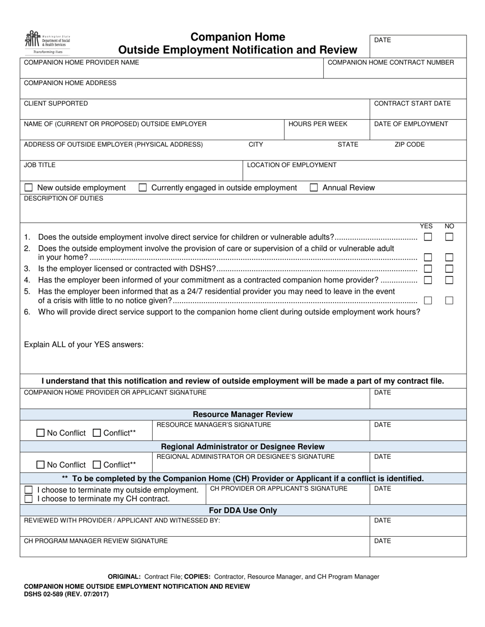 DSHS Form 02589 Fill Out, Sign Online and Download Printable PDF, Washington Templateroller