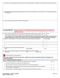 DSHS Form 03-133 Safety Incident/Close Call Report - Washington, Page 2