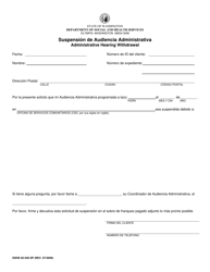 Document preview: DSHS Formulario 02-528 Suspension De Audiencia Administrativa - Washington (Spanish)