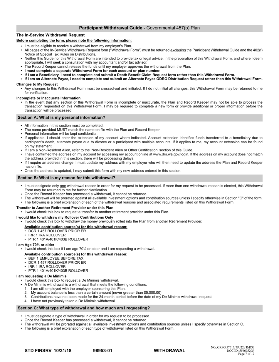 Form STD FINSRV In-Service Withdrawal Request - Washington, Page 7