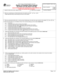 DSHS Form 03-391 Report of Possible Client Assault - Washington